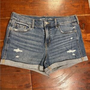Old Navy Women's Distressed Blue Jean Shorts Mid-Rise Boyfriend